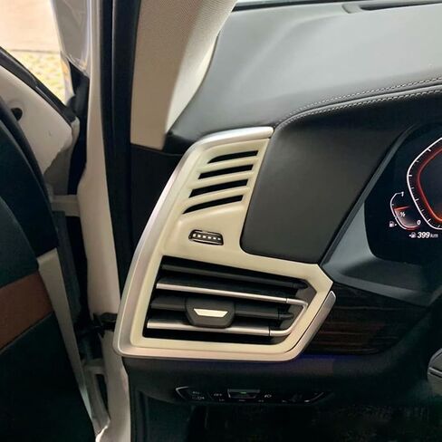 حافة فتحة التهوية الأمامية للوحة القيادة لسيارة BMW X5 G05 (2019-2022) من RichVibe - غطاء منفذ داخلي من ألياف الكربون، زوج مع دعم، متوافق مع LHD in Kuwait