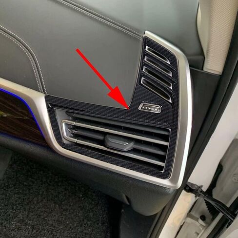 حافة فتحة التهوية الأمامية للوحة القيادة لسيارة BMW X5 G05 (2019-2022) من RichVibe - غطاء منفذ داخلي من ألياف الكربون، زوج مع دعم، متوافق مع LHD in Kuwait
