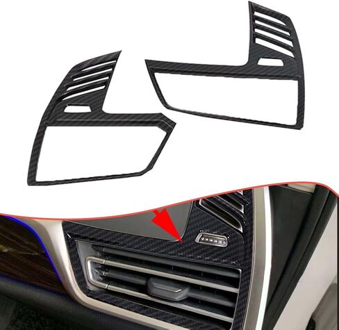 حافة فتحة التهوية الأمامية للوحة القيادة لسيارة BMW X5 G05 (2019-2022) من RichVibe - غطاء منفذ داخلي من ألياف الكربون، زوج مع دعم، متوافق مع LHD in Kuwait