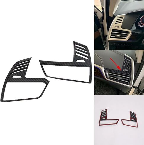 حافة فتحة التهوية الأمامية للوحة القيادة لسيارة BMW X5 G05 (2019-2022) من RichVibe - غطاء منفذ داخلي من ألياف الكربون، زوج مع دعم، متوافق مع LHD in Kuwait