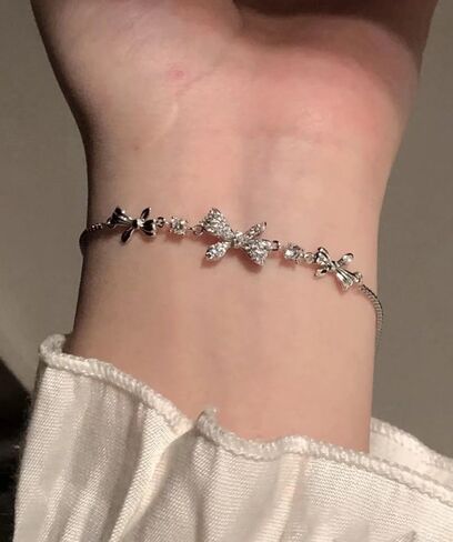 Simple Bow Adjustable Rhinestone Drawstring Bracelets For Women New Delicate Party Jewelry Birthday Gifts in Saudi Arabia
