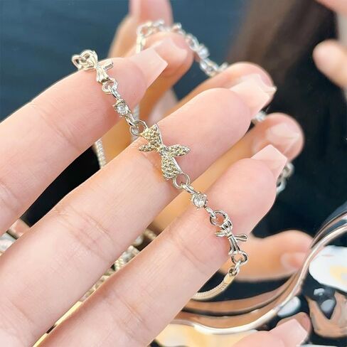 Simple Bow Adjustable Rhinestone Drawstring Bracelets For Women New Delicate Party Jewelry Birthday Gifts in Saudi Arabia