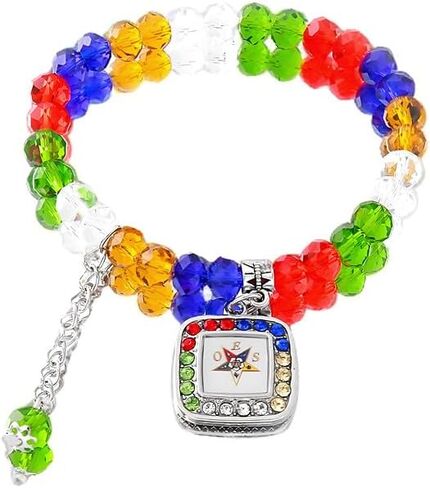 Fashion Colorful Society Jewelry Masonic Members Order Eastern Star OES Charms Bracelet Soror Club Women Gifts in Saudi Arabia