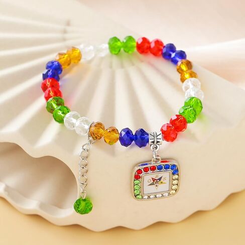 Fashion Colorful Society Jewelry Masonic Members Order Eastern Star OES Charms Bracelet Soror Club Women Gifts in Saudi Arabia