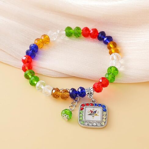 Fashion Colorful Society Jewelry Masonic Members Order Eastern Star OES Charms Bracelet Soror Club Women Gifts in Saudi Arabia