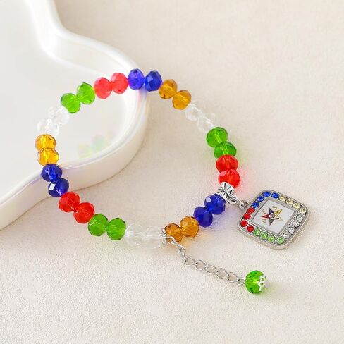 Fashion Colorful Society Jewelry Masonic Members Order Eastern Star OES Charms Bracelet Soror Club Women Gifts in Saudi Arabia