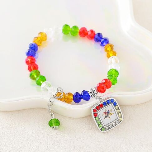 Fashion Colorful Society Jewelry Masonic Members Order Eastern Star OES Charms Bracelet Soror Club Women Gifts in Saudi Arabia