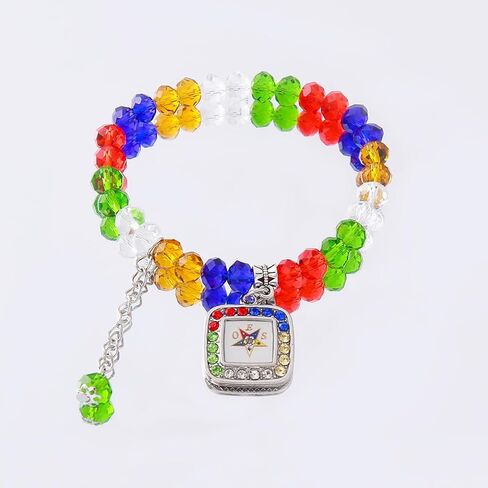 Fashion Colorful Society Jewelry Masonic Members Order Eastern Star OES Charms Bracelet Soror Club Women Gifts in Saudi Arabia