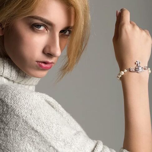 Pearl Crystal Quartz Saturn Bracelet for Women – Handmade Celestial Punk Planet Charm Jewelry, Luxury Alloy Bracelet in Saudi Arabia