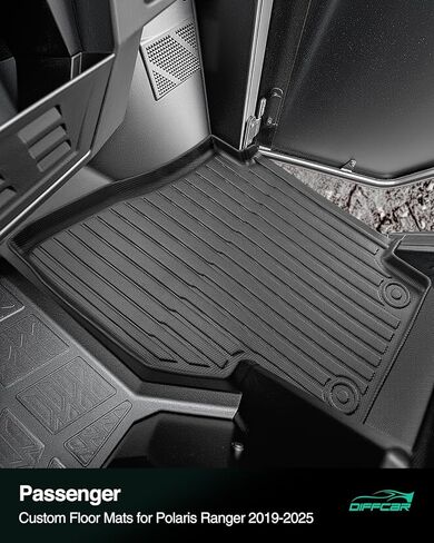 Floor & Bed Mats for Polaris Ranger: 2019-2025 Crew XP 1000, All Weather Rubber Liners Car Accessories Custom for Polaris Ranger 2019 2020 2021 2022 2023 2024 2025 UTV 6-Seat 2-Door Model 5PCS Black in Saudi Arabia