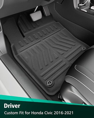 Car Floor Mats for Honda Civic: 2016-2021, All Weather Accessories Rubber Floor Liners Custom Fit for Civic 2016 2017 2018 2019 2020 2021 Sedan/Hatchback/Coupe/Type R/Insight Front Rear Carpet, XPE in Saudi Arabia