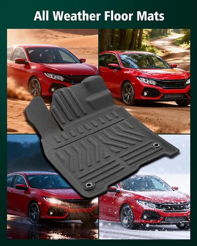 Car Floor Mats for Honda Civic: 2016-2021, All Weather Accessories Rubber Floor Liners Custom Fit for Civic 2016 2017 2018 2019 2020 2021 Sedan/Hatchback/Coupe/Type R/Insight Front Rear Carpet, XPE in Saudi Arabia