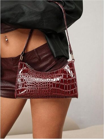 SHENHE Women's Y2k Handbag Faux Leather Crocodile Embossed Small Hobo Shoulder Bag Purse in Saudi Arabia