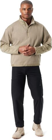 BASS OUTDOOR mens Convertible Hoodie Pullover Sweater With 1/4 Zip Front, Elbow Patches and Side Zip Pockets Standard in Saudi Arabia