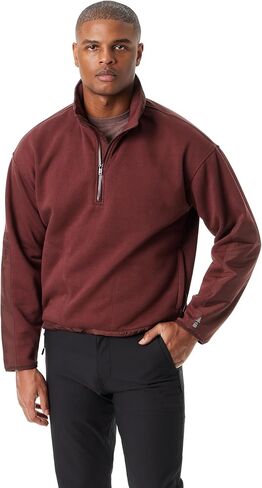 BASS OUTDOOR mens Convertible Hoodie Pullover Sweater With 1/4 Zip Front, Elbow Patches and Side Zip Pockets Standard in Saudi Arabia