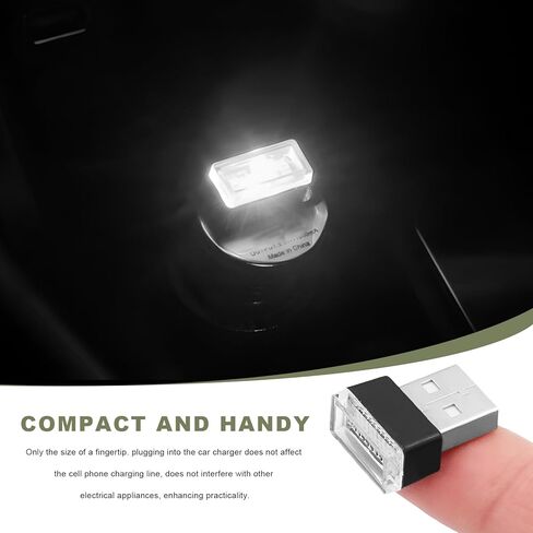 4 PCS USB LED Car Interior Atmosphere Lamp, Mini Night Light Plug-In Trunk Ambient Lighting Kit, Portable USB Interface LED Lamp Interior Decoration for Vehicle Home Office (White+Ice Blue) in Saudi Arabia