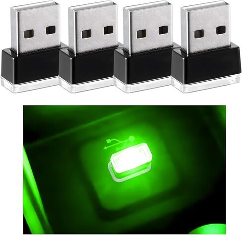 4 PCS USB LED Car Interior Atmosphere Lamp, Mini Night Light Plug-In Trunk Ambient Lighting Kit, Portable USB Interface LED Lamp Interior Decoration for Vehicle Home Office (White+Ice Blue) in Saudi Arabia