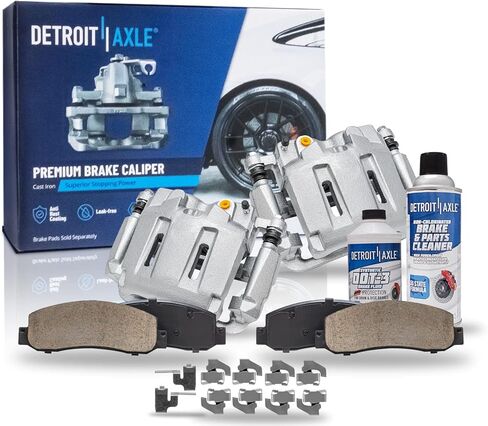 Detroit Axle - Front Brake Kit for 05-12 Ford F-250 Super Duty, 05-07 F-350 Super Duty, Disc Brake Calipers Ceramic Brake Pads 2005 2006 2007 Replacement in Saudi Arabia