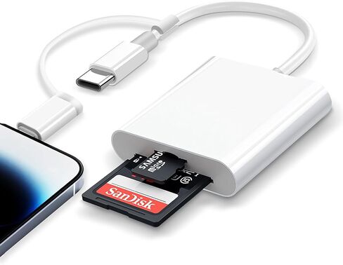 SD Card Reader for iPhone, Memory Card Reader for iPad with Dual Slot TF/SD Reader Digital Trail Game Camera SD-Card Viewer for iPhone14/13/12/11/XS/XR/X/8/7/Plus/Pro in Saudi Arabia