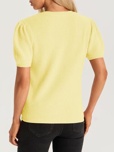 Cicy Bell Womens Puff Short Sleeve Sweater Tops Cable Knit Crew Neck 2026 Spring Shirts Lightweight Dressy Casual Sweaters in Saudi Arabia