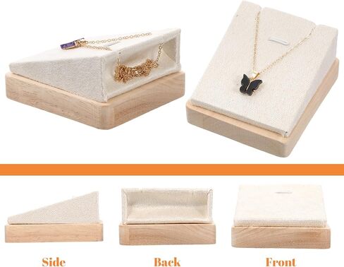 مجموعة حامل عرض المجوهرات المصنوعة من الخيزران الفاخر: 6 قطع عرض قلادة و6 حاملات حلقات مع مخملية لتنظيم خزانة الملابس في المتجر in Kuwait