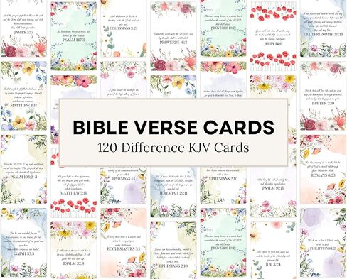 Bible Verse Cards – 120 Scripture Prayer Cards with KJV Bible Verses, Encouraging Faith Cards for Daily Inspiration, Christian Gifts for Women & Men, Floral Inspirational Cards for Bible Study in Saudi Arabia