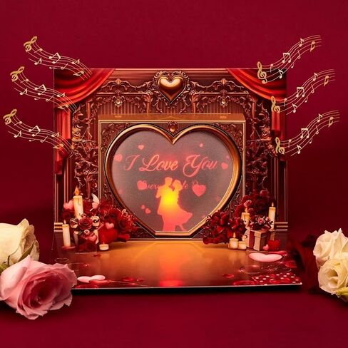 Projection 3D Pop Up Card with Music & Lights, Romantic Birthday or Anniversary Greeting Card for Wife or Girlfriend, Luxury Love Keepsake for Valentine’s Day in Saudi Arabia