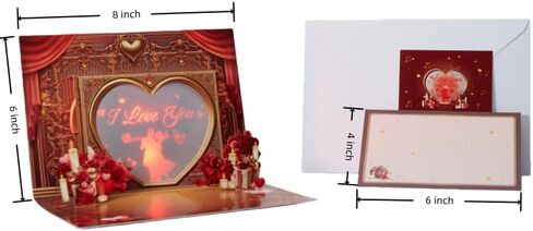 Projection 3D Pop Up Card with Music & Lights, Romantic Birthday or Anniversary Greeting Card for Wife or Girlfriend, Luxury Love Keepsake for Valentine’s Day in Saudi Arabia