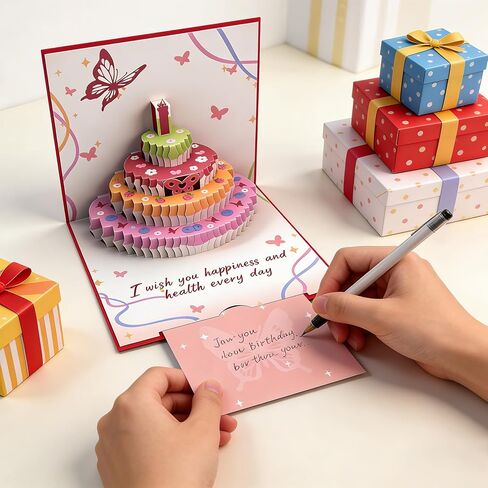 بطاقات عيد ميلاد منبثقة ثلاثية الأبعاد، بطاقات تهنئة بعيد ميلاد سعيد ثلاثية الأبعاد، هدايا عيد ميلاد مثالية للأم والأب والزوجة والرجال والنساء والأطفال in Saudi Arabia