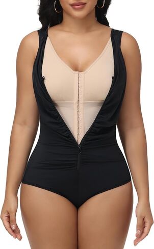 SHAPSHE Women's One Piece Tummy Control Swimsuits Full Coverage Bathing Suits Ruched Modest V Neck Shapewear Swimwear in Saudi Arabia