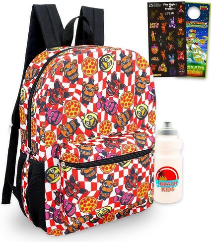 حقيبة ظهر فايف نايتس ات فريدي للأولاد - حزمة مع حقيبة ظهر FNAF للأطفال بالإضافة إلى ملصقات، وزجاجة مياه، ومجموعة حقائب مدرسية أخرى للأطفال in Kuwait
