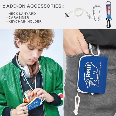 Rough Enough Small Coin Purse with Keychain Neck Lanyard Zipper Pocket Bundle Set in Saudi Arabia