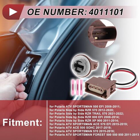 2 مجموعة الذيل مقبس الإضاءة الأسلاك ل بولاريس ATV رياضي 500 EFI 2008-2011 رقم 4011101 المصباح الكهربي موصل ضفيرة تسخير العنصر استبدال in Kuwait