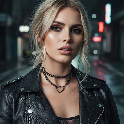 2 PCS Love Heart Choker Collar Necklace, Women Black Heart PU Leather Choker Necklace Adjustable Leather Punk Goth Chokers Hearts Chain Chokers Necklaces Jewelry Accessories for Women in Saudi Arabia