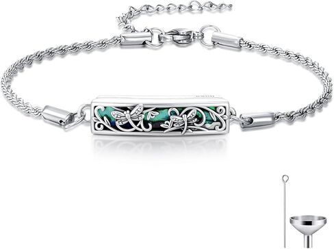 WINNICACA Urn Bracelet for Ashes for Women 925 Sterling Silver Dragonfly Abalone Shell Cremation Jewelry for Ashes Keepsake Pendant Locket Bracelet for Women Human in Saudi Arabia