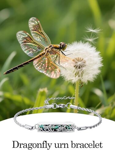 WINNICACA Urn Bracelet for Ashes for Women 925 Sterling Silver Dragonfly Abalone Shell Cremation Jewelry for Ashes Keepsake Pendant Locket Bracelet for Women Human in Saudi Arabia