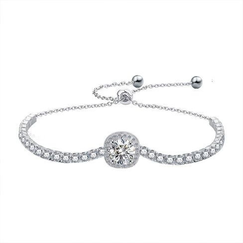 1 Carat Round Bezel Starry Sky Diamond Bracelet With S925 Sterling Silver, D-Color, VVS1, Beautiful Gift For Birthday in Saudi Arabia