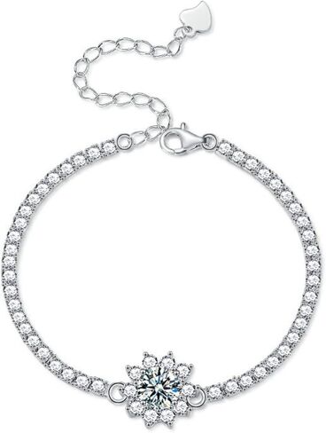 1 Carat Sunflower Full Diamond Bracelet With S925 Sterling Silver, D-Color, VVS1, Charming Gift For Girlfriend in Saudi Arabia