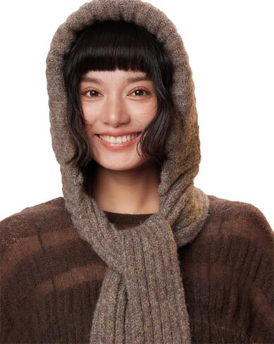 Women's Casual Knitted Beanie Hat Scarf Set Winter Warm One Piece Hooded Balaclava Cap Warm with Ear Protection in Saudi Arabia