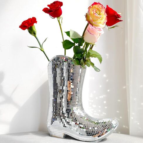 مزهرية مصنوعة يدويًا من ديسكو كاوبوي - السيراميك وكرة سانتياغو ديسكو مزهرية الزهور الغربية الحديثة، 9.5 بوصة سانتياغو ديسكو كاوبوي بوت ديكور المنزل، هدية فريدة للتدفئة المنزلية in Kuwait