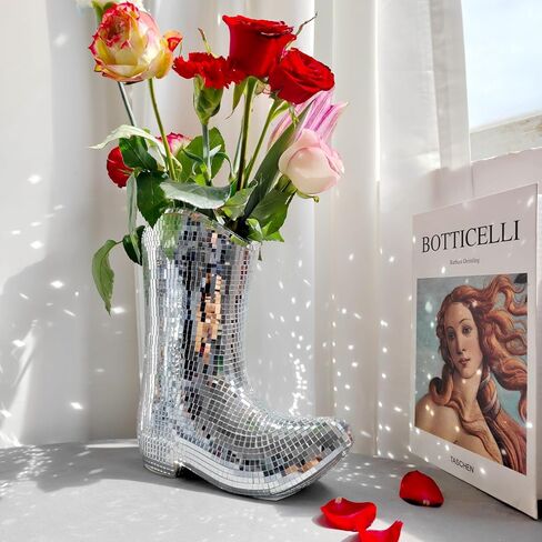 مزهرية مصنوعة يدويًا من ديسكو كاوبوي - السيراميك وكرة سانتياغو ديسكو مزهرية الزهور الغربية الحديثة، 9.5 بوصة سانتياغو ديسكو كاوبوي بوت ديكور المنزل، هدية فريدة للتدفئة المنزلية in Kuwait