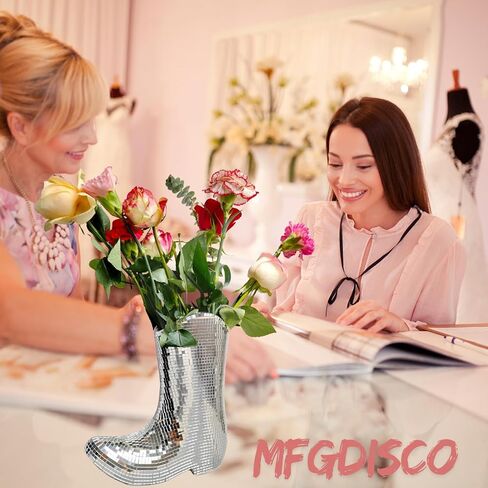 مزهرية مصنوعة يدويًا من ديسكو كاوبوي - السيراميك وكرة سانتياغو ديسكو مزهرية الزهور الغربية الحديثة، 9.5 بوصة سانتياغو ديسكو كاوبوي بوت ديكور المنزل، هدية فريدة للتدفئة المنزلية in Kuwait