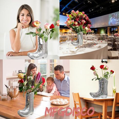 مزهرية مصنوعة يدويًا من ديسكو كاوبوي - السيراميك وكرة سانتياغو ديسكو مزهرية الزهور الغربية الحديثة، 9.5 بوصة سانتياغو ديسكو كاوبوي بوت ديكور المنزل، هدية فريدة للتدفئة المنزلية in Kuwait