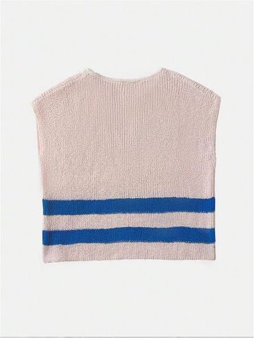 Women's Striped Knit Crop Tops Cap Sleeve Loose Fit Pullover Sweaters in Saudi Arabia