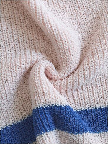 Women's Striped Knit Crop Tops Cap Sleeve Loose Fit Pullover Sweaters in Saudi Arabia