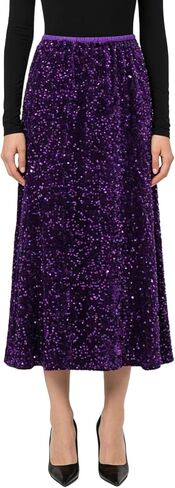 تنورة ADWAXDA لامعة للنساء، تنورة طويلة مرنة عالية الخصر من الترتر، تنورة طويلة لامعة للحفلات المسائية وحفلات الكوكتيل in Kuwait