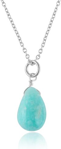 Natural Amazonite Drop Necklace, Polished Gemstone, Healing Crystals, Gift for Her, Birthday, Gemstone Jewelry 18 inch Weight Approx 8 To 12 Carat Stone Size 10x20 mm Approx in Kuwait