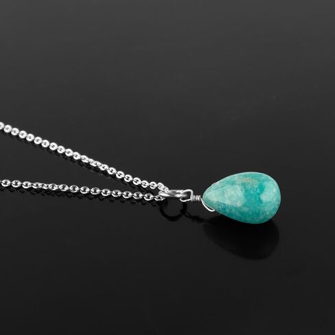 Natural Amazonite Drop Necklace, Polished Gemstone, Healing Crystals, Gift for Her, Birthday, Gemstone Jewelry 18 inch Weight Approx 8 To 12 Carat Stone Size 10x20 mm Approx in Kuwait