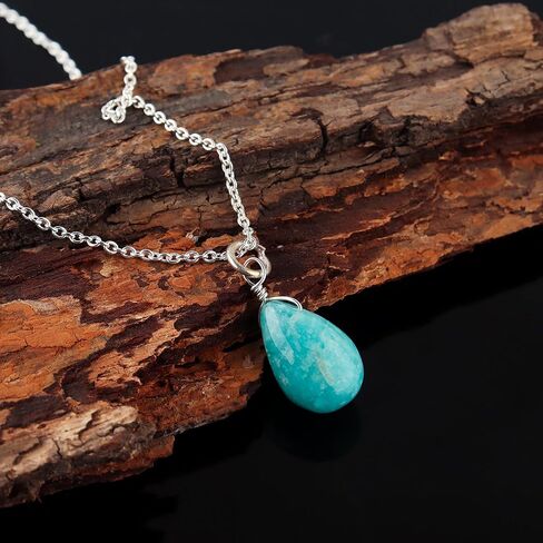 Natural Amazonite Drop Necklace, Polished Gemstone, Healing Crystals, Gift for Her, Birthday, Gemstone Jewelry 18 inch Weight Approx 8 To 12 Carat Stone Size 10x20 mm Approx in Kuwait