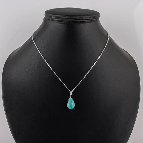 Natural Amazonite Drop Necklace, Polished Gemstone, Healing Crystals, Gift for Her, Birthday, Gemstone Jewelry 18 inch Weight Approx 8 To 12 Carat Stone Size 10x20 mm Approx in Kuwait